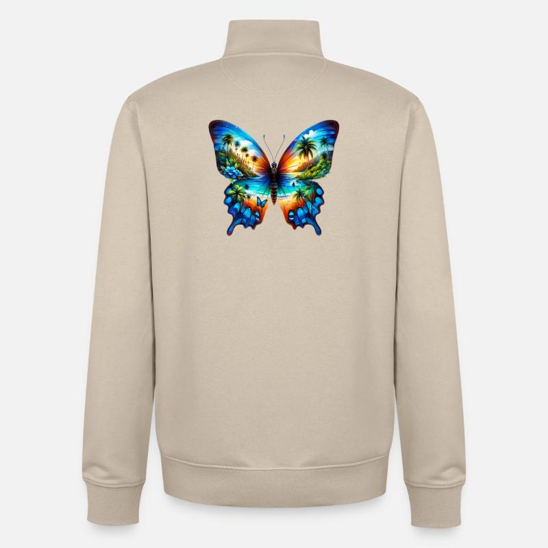 Papillon - Sweat zippé unisexe en coton bio Stanley/Stella - beige crème