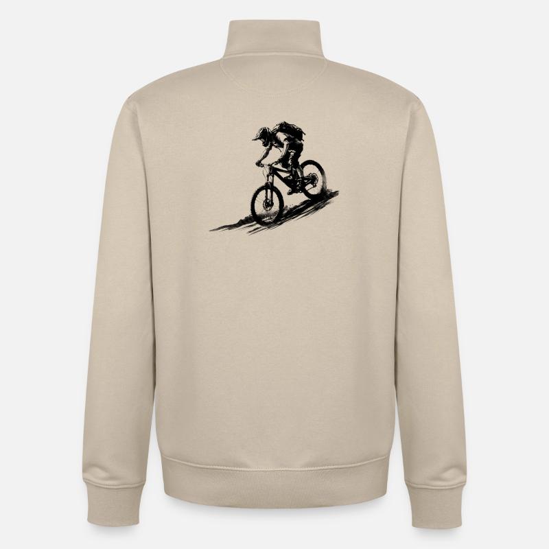 VTT Silhouette Downhill Minimal - Sweat zippé unisexe en coton bio Stanley/Stella - beige crème