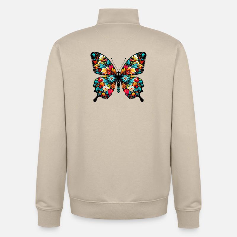 Papillon - Sweat zippé unisexe en coton bio Stanley/Stella - beige crème