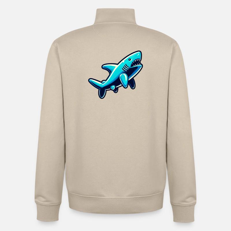Requin - Sweat zippé unisexe en coton bio Stanley/Stella - beige crème
