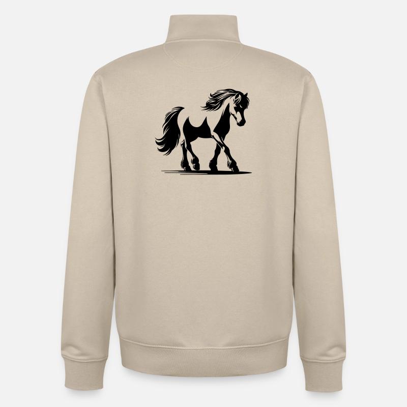Cheval Poney de selle allemand - Sweat zippé unisexe en coton bio Stanley/Stella - beige crème