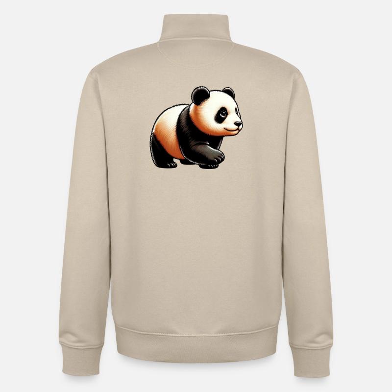 Panda - Sweat zippé unisexe en coton bio Stanley/Stella - beige crème