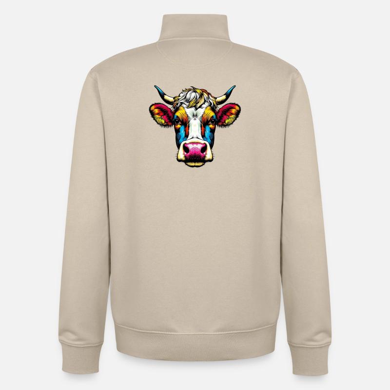 Vache - Sweat zippé unisexe en coton bio Stanley/Stella - beige crème