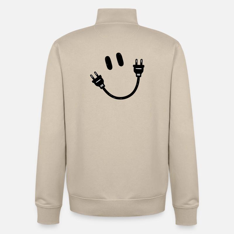 Electrician Electrical Engineer Schuko Plug Funny - Unisex Organic Zip Sweatshirt by Stanley/Stella - desert dust