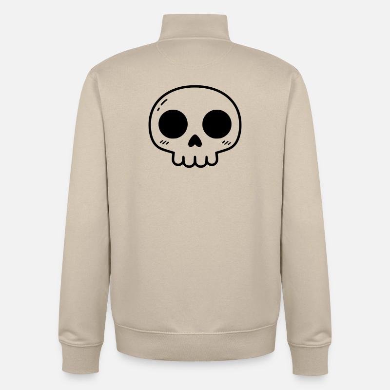 Crâne Kawaii mignon | Mignon et effrayant - Sweat zippé unisexe en coton bio Stanley/Stella - beige crème