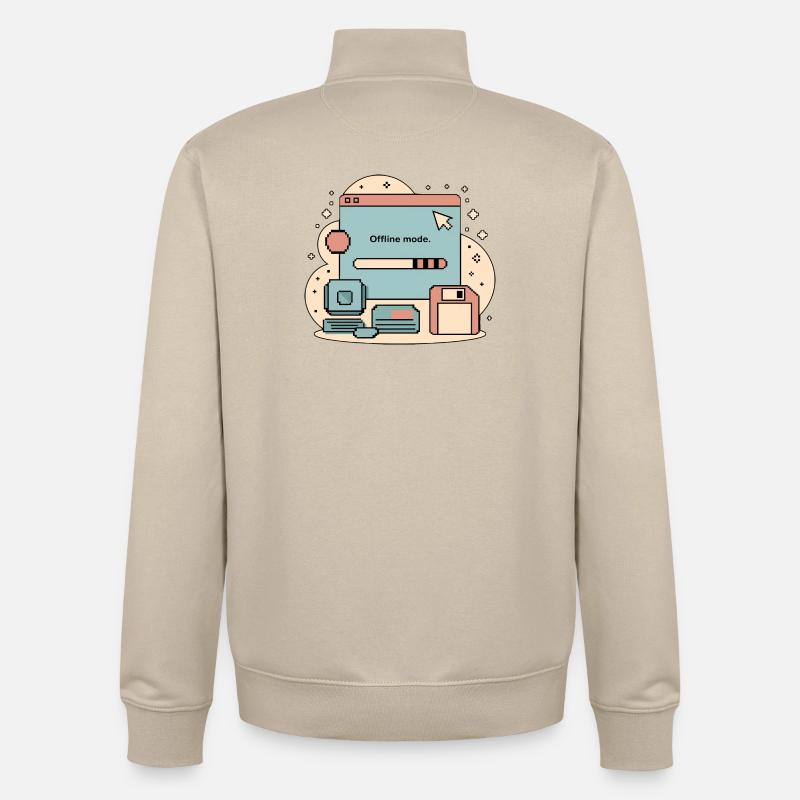 Offline Mode Retro Internet - Unisex Organic Zip Sweatshirt von Stanley/Stella - Cremebeige