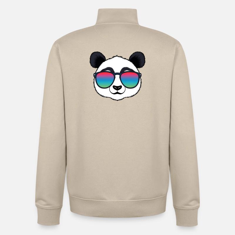 Lunettes de soleil arc-en-ciel Panda - Sweat zippé unisexe en coton bio Stanley/Stella - beige crème