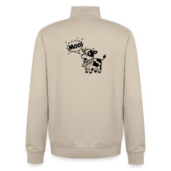 Funny Cow Moo Comic Speech Bubble - Unisex Organic Zip Sweatshirt by Stanley/Stella - desert dust - Back - AI Model Male 185 dark (185cm)