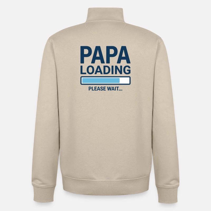 Papa loading please wait - Bientôt papa ? - Sweat zippé unisexe en coton bio Stanley/Stella - beige crème