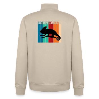 Silhouette Caméléon rétro Motif vintage de reptiles - Sweat zippé unisexe en coton bio Stanley/Stella - beige crème - Dos - AI Model Male 185 dark (185cm)