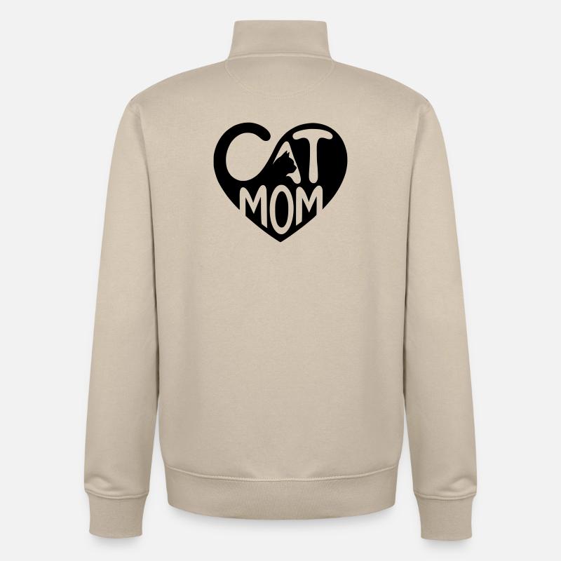Maman Chat, Cœur de Maman Chat - Sweat zippé unisexe en coton bio Stanley/Stella - beige crème
