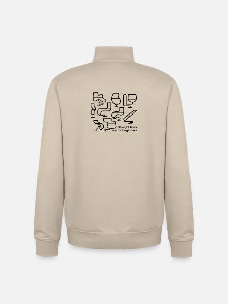 Straight lines are for beginners - Unisex Organic Zip Sweatshirt by Stanley/Stella - desert dust
