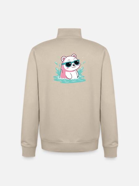 Wasser-Eisbär in kühlen Gläsern - Unisex Organic Zip Sweatshirt von Stanley/Stella - Cremebeige