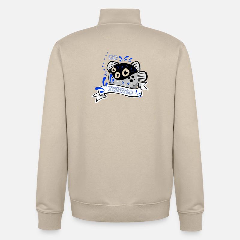 Journée de pêche - Sweat zippé unisexe en coton bio Stanley/Stella - beige crème