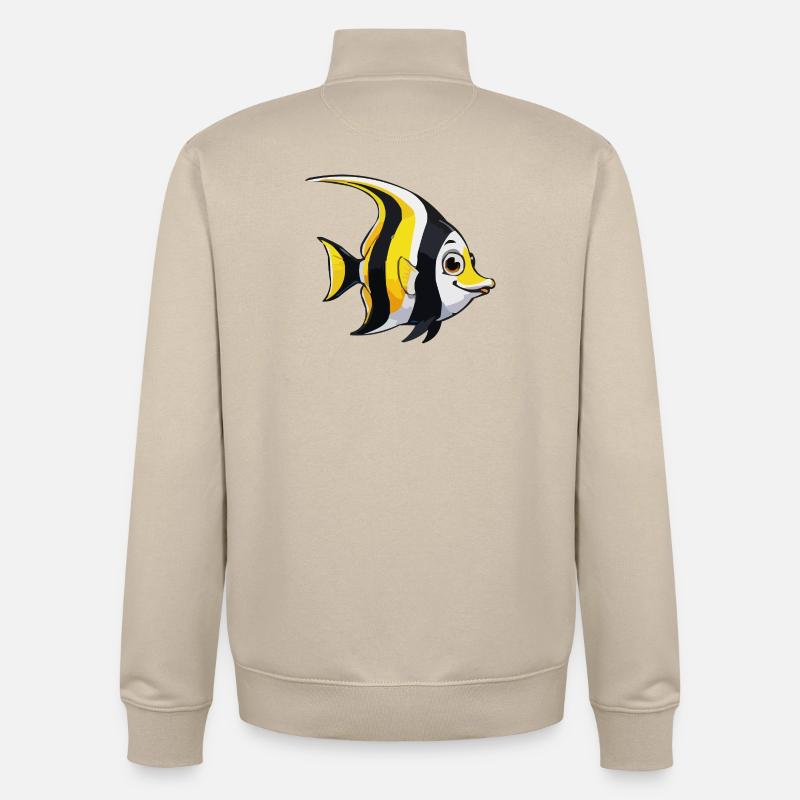 Tropical Fish Comic - Sweat zippé unisexe en coton bio Stanley/Stella - beige crème