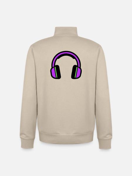 Silhouette musicale des écouteurs - Sweat zippé unisexe en coton bio Stanley/Stella - beige crème