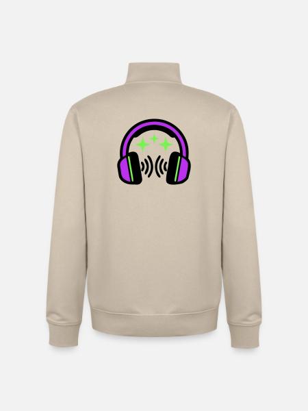 Headphones Stars Icon - Unisex Organic Zip Sweatshirt by Stanley/Stella - desert dust