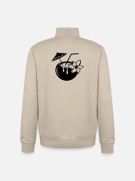 Coconut milk cocktail with flower - Unisex Organic Zip Sweatshirt by Stanley/Stella - desert dust