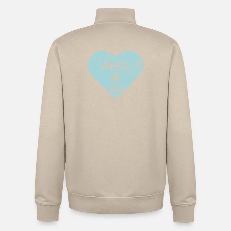 Maritimes Herz - Unisex Organic Zip Sweatshirt von Stanley/Stella - Cremebeige