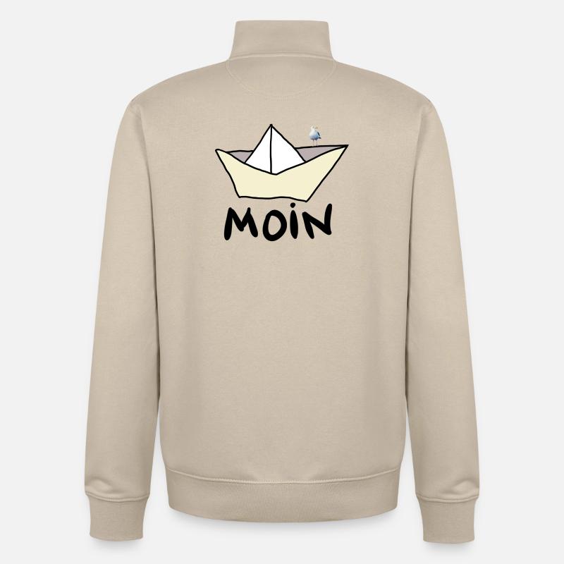 Papierboot am Strand mit Möwe - Unisex Organic Zip Sweatshirt von Stanley/Stella - Cremebeige