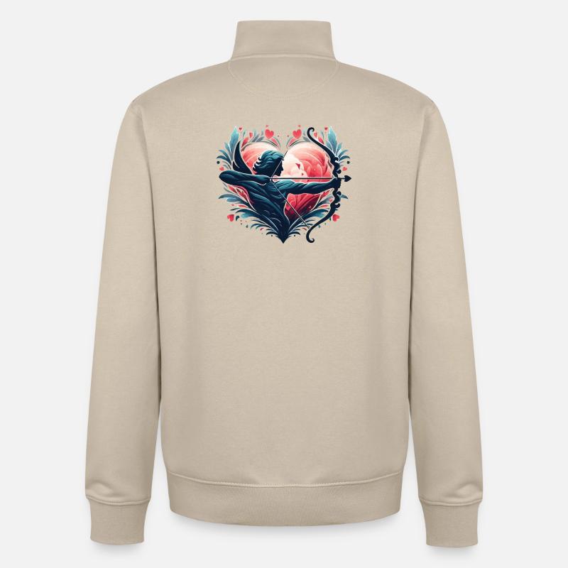 Illustration d’Archer de cœur mythique - Sweat zippé unisexe en coton bio Stanley/Stella - beige crème