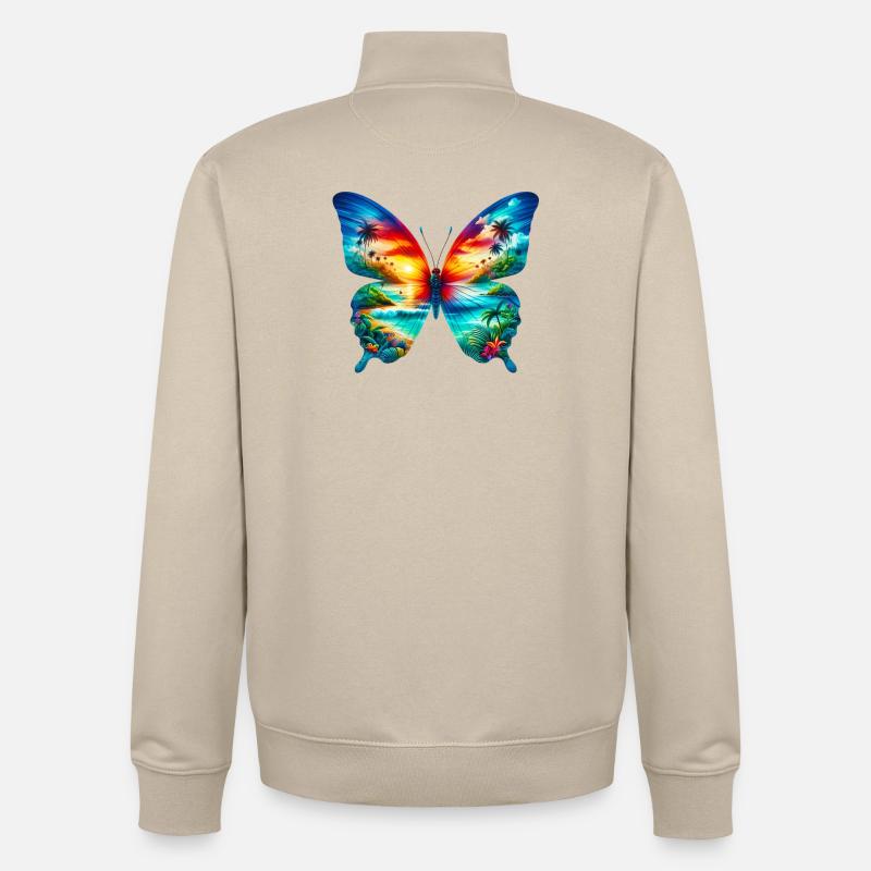 Papillon - Sweat zippé unisexe en coton bio Stanley/Stella - beige crème