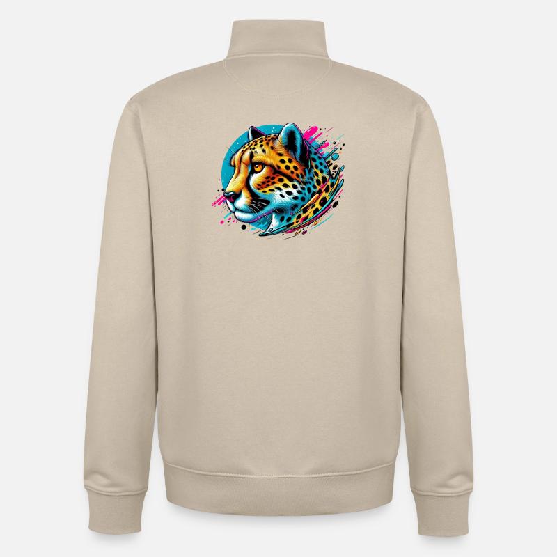 Guépard - Sweat zippé unisexe en coton bio Stanley/Stella - beige crème