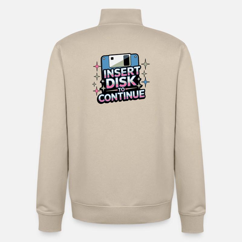 Y2K Retro – Insert Disk to Continue - Unisex Organic Zip Sweatshirt by Stanley/Stella - desert dust