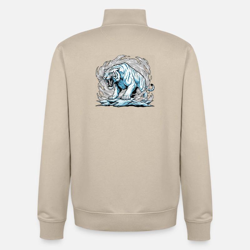 Der gefrorene Tiger im Golf - Unisex Organic Zip Sweatshirt von Stanley/Stella - Cremebeige