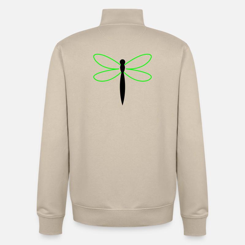 Silhouette de la Libellule - Sweat zippé unisexe en coton bio Stanley/Stella - beige crème
