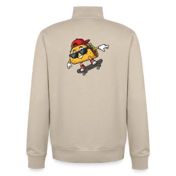 Slogan cool du skateboarder taco - Sweat zippé unisexe en coton bio Stanley/Stella - beige crème - Dos - AI Model Male 185 dark (185cm)