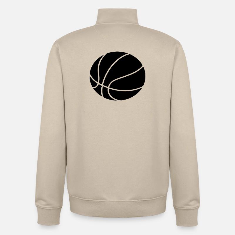 Conception minimale des ballons de basket - Sweat zippé unisexe en coton bio Stanley/Stella - beige crème