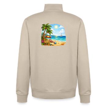 Willkommen am Tropenstrand - Unisex Organic Zip Sweatshirt von Stanley/Stella - Cremebeige - Hinten - AI Model Male 185 dark (185cm)