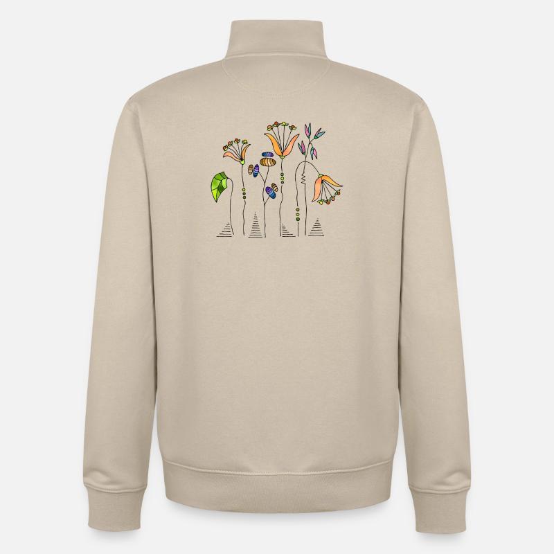 Fleur - Sweat zippé unisexe en coton bio Stanley/Stella - beige crème