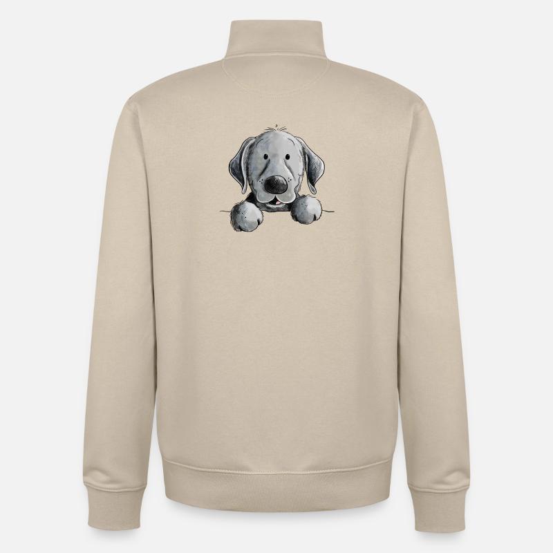 Heureux chien Black Labrador Retriever - Sweat zippé unisexe en coton bio Stanley/Stella - beige crème