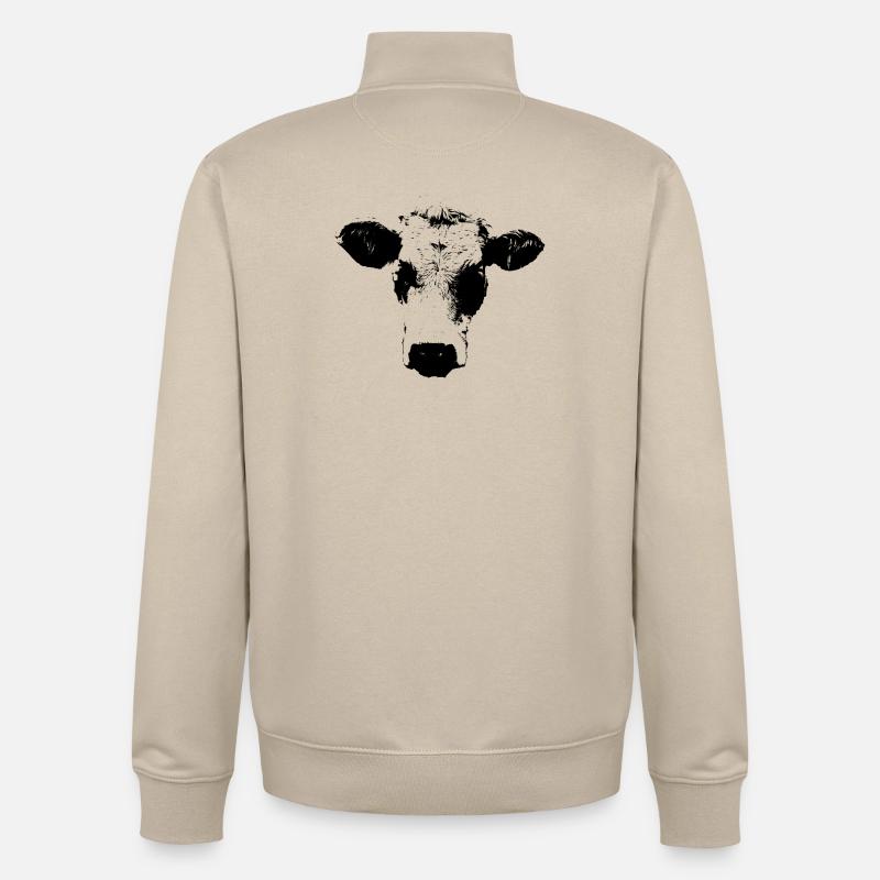 Kuh schwarz weiß Comic - Unisex Organic Zip Sweatshirt von Stanley/Stella - Cremebeige