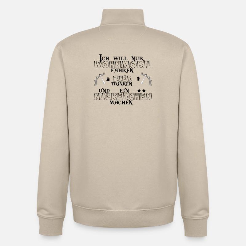 Wohnmobil Bier Nickerchen Camping - Unisex Organic Zip Sweatshirt von Stanley/Stella - Cremebeige