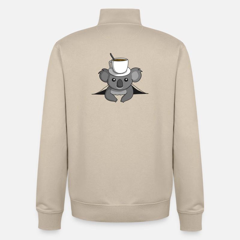 Kaffee Koala - Unisex Organic Zip Sweatshirt von Stanley/Stella - Cremebeige