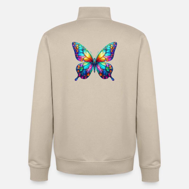 Papillon - Sweat zippé unisexe en coton bio Stanley/Stella - beige crème