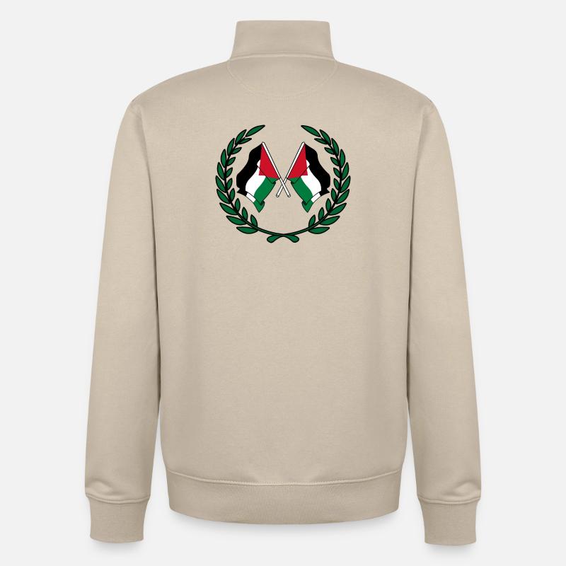 Drapeaux palestiniens en couronne de laurier - Sweat zippé unisexe en coton bio Stanley/Stella - beige crème