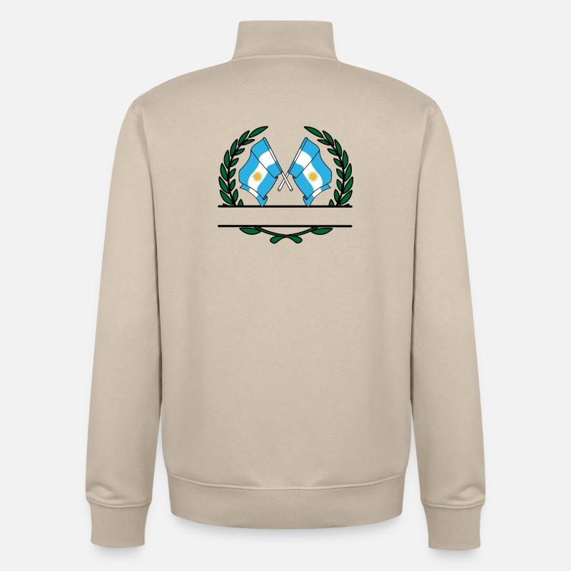 Drapeaux Argentine bannière couronne de laurier - Sweat zippé unisexe en coton bio Stanley/Stella - beige crème