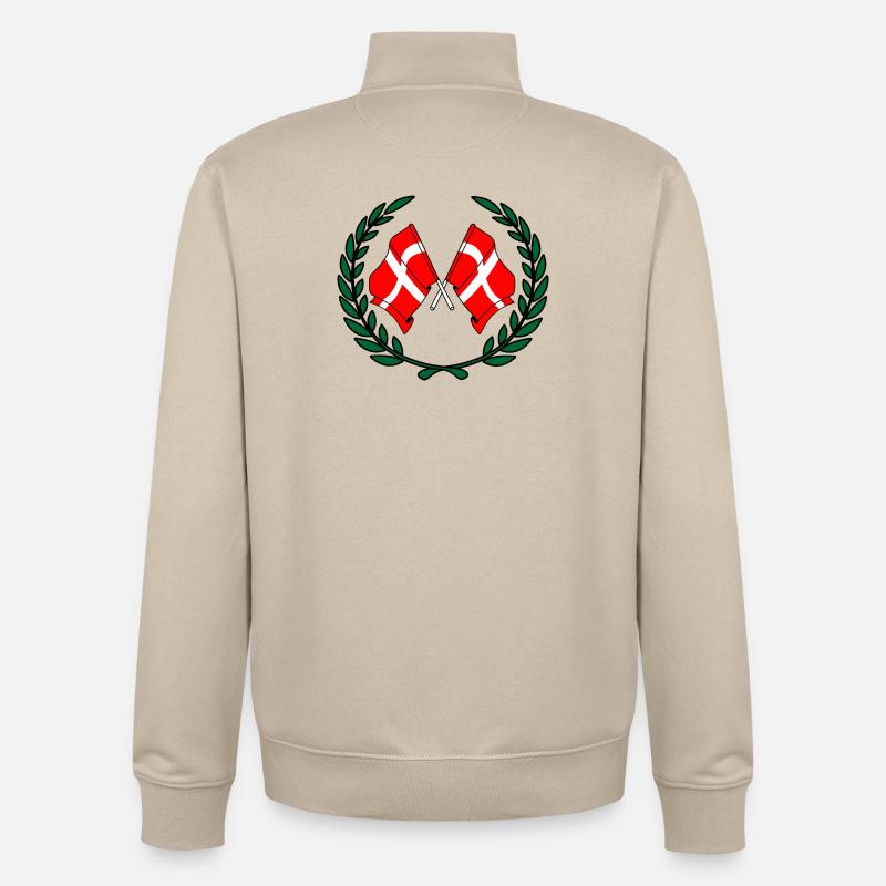 Dänemark Flaggen im Lorbeerkranz - Unisex Organic Zip Sweatshirt von Stanley/Stella - Cremebeige