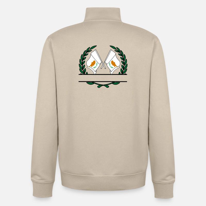 Drapeaux chypriote couronne de laurier bannière - Sweat zippé unisexe en coton bio Stanley/Stella - beige crème