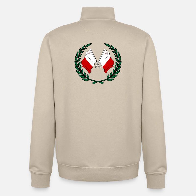 Drapeaux Malte en couronne de laurier - Sweat zippé unisexe en coton bio Stanley/Stella - beige crème