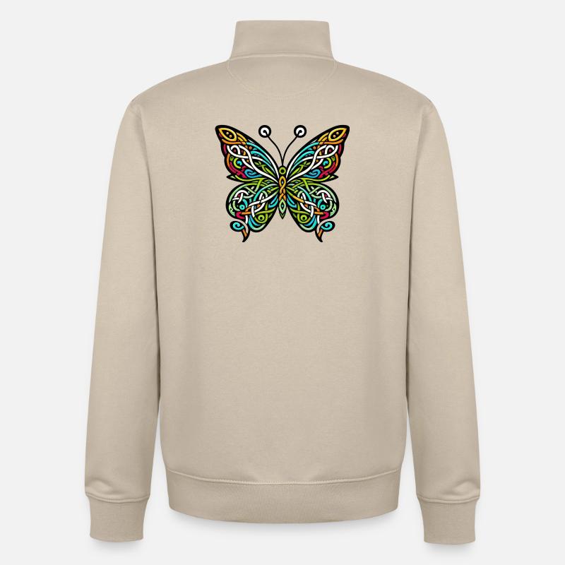 Papillon - Sweat zippé unisexe en coton bio Stanley/Stella - beige crème