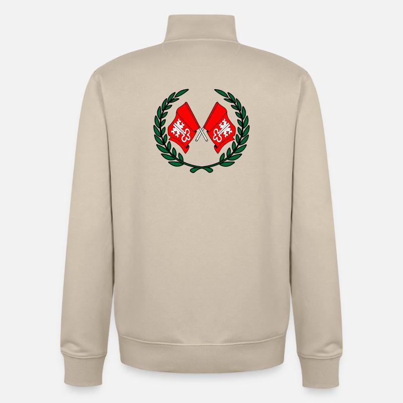 Drapeaux Nidwald Suisse couronne de laurier - Sweat zippé unisexe en coton bio Stanley/Stella - beige crème
