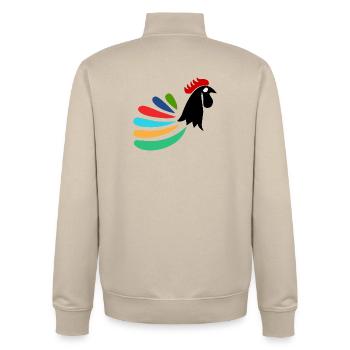 COQ. CHEVAL. POULE. COQ. ANIMAL. OISEAU. LICORNE. - Sweat zippé unisexe en coton bio Stanley/Stella - beige crème - Dos - AI Model Male 185 dark (185cm)
