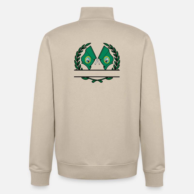 Drapeaux USA Washington laurier couronne bannière - Sweat zippé unisexe en coton bio Stanley/Stella - beige crème