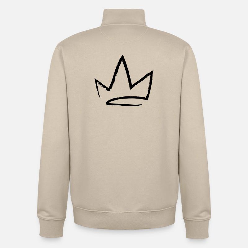 Croquis de la couronne - Sweat zippé unisexe en coton bio Stanley/Stella - beige crème