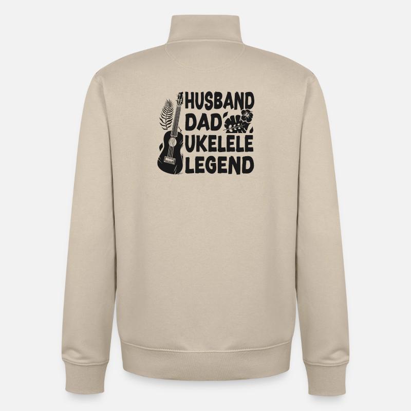 Ukulélé hawaïen ukélé Papa Mari - Sweat zippé unisexe en coton bio Stanley/Stella - beige crème